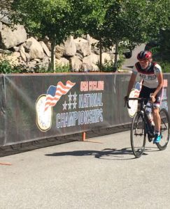 Payten Maness, a junior at Flower Mound High School, competes in the USA Cycling National Championship road race in June (Photo Courtesy: Scott Maness)