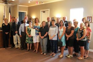 At a recent Double Oak Town Council meeting, town officials joined with the Double Oak Police and Volunteer Fire Department to thank the Double Oak Women's Club for more than 40 years of civic service and presented a joint proclamation that declared Tuesday, June 16, 2015 as Double Oak Women's Club Appreciation Day.