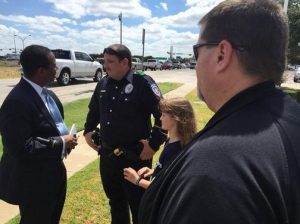 Two police officers denied meals at a Lewisville Whataburger went back to the restaurant today for a meal and an apology (Photo Courtesy: CBS 11).