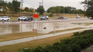 Flower Mound police briefly blocked off southbound FM 2499 at Lakeside Parkway on Friday morning due to high water. 