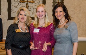 Downing Middle School 8th grader Chloe Bjornberg (center) was named the Flower Mound Chamber of Commerce's October Student of the Month.