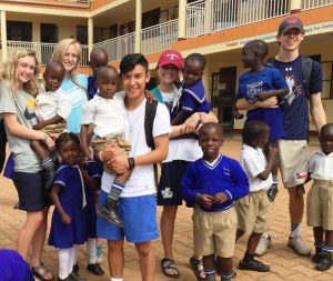 Liberty Christian students and their new friends in Uganda.