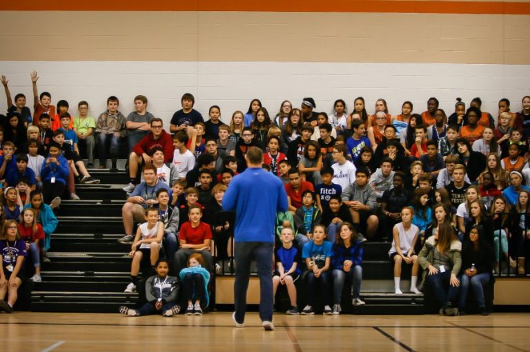 Pro football player’s battle inspires students