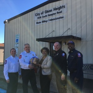 Flower Mound Fire Chief Eric Greaser, Flower Mound Emergency Management Officer Brandon Barth, Glenn Heights City Manager Aretha Ferrell-Benavides, Glenn Heights Police Chief Phillip Prasifka and Glenn Heights Fire Chief Eddie Burns.