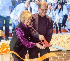 Co-Founders Rodney and Judy Haire cut the ribbon and unveil new additions to Liberty Christian School – Photo Credit John Elsey Photography