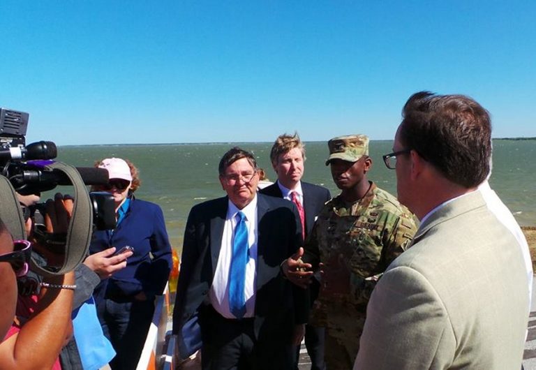 Burgess tours Lake Lewisville Dam repair project