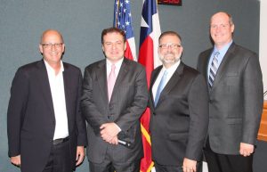 Flower Mound council members Bryan Webb, Mayor Tom Hayden, Don McDaniel and Jason Webb.