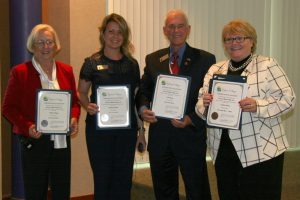 Newly elected Council members Barbara Fleming, Michelle Schwolert, John McGee and Mayor Charlotte Wilcox.