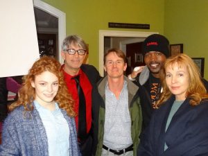 On the movie set of "Unbridled" are Tea McKay, Eric Roberts, John David Ware, TC Stallings, and Dey Young.