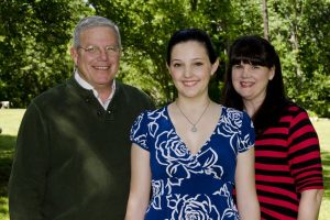 Scholarship winner Rebecca Powell, with parents Mark and Wendy Powell.