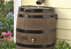 Rain barrels are making a comeback as droughts, watering restrictions and storm water runoff are on the rise. There are now many attractive rain barrel options to choose from. (Photo: Gardener’s Supply Company)