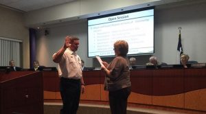 Swearing-in ceremony for Highland Village Fire Department Deputy Chief Travis Nokes.