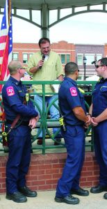 Flower Mound Mayor Tom Hayden, declares Oct. 9, 2016, First Responders’ Day at the FloMo Food Truck Fest. (Photo courtesy of Dru Murray)