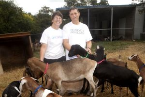 Anne and Johnny Jones, who operate Latte Da Dairy in Flower Mound, believe that happy goats make great cheese. (Photo by Helen’s Photography)