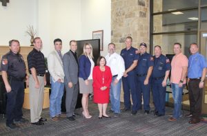 Officials from the Town of Flower Mound, Flower Mound Fire Department, Town of Bartonville, and Argyle ISD at School Priority Day on Nov. 16, 2016.