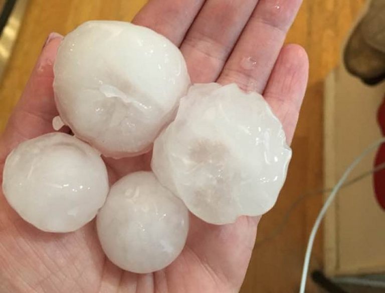 Hail falls on Flower Mound