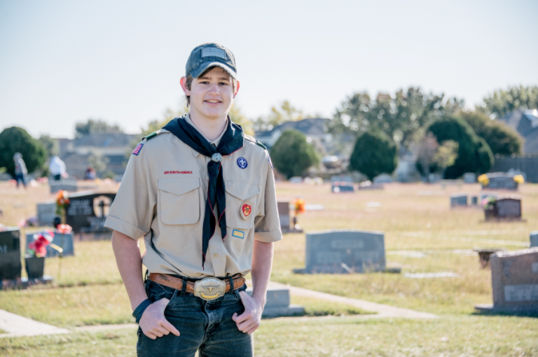Boy Scout honors father, serves community through indexing graves
