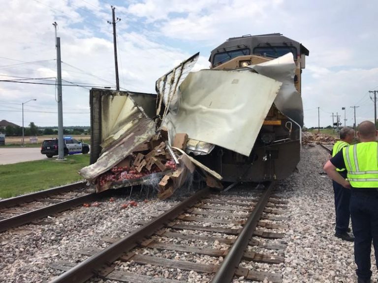 Truck struck by train in Roanoke