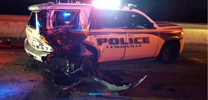 Suspected drunken driver crashes into Lewisville police vehicle