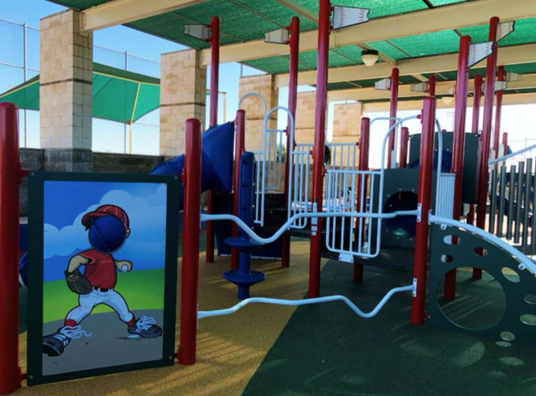 Gerault Park playground upgraded with baseball/softball theme