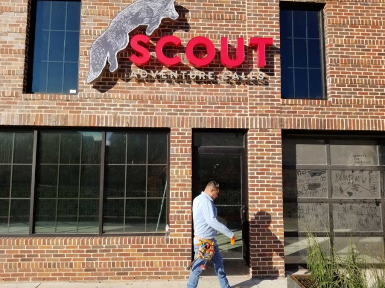 River Walk restaurants, chapel nearing completion