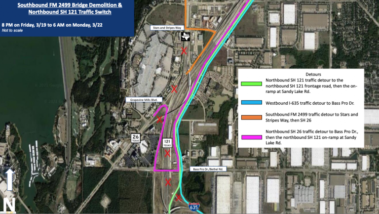 FM 2499 bridge demo, traffic switch set for this weekend at Hwy 121