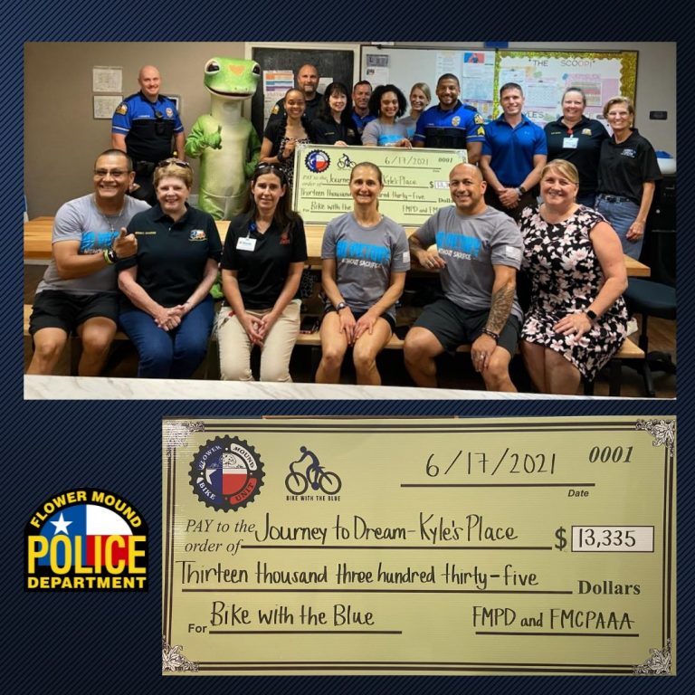 Flower Mound PD donates $13k from Bike with the Blue event
