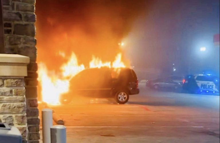 Local firefighters extinguish vehicle fire