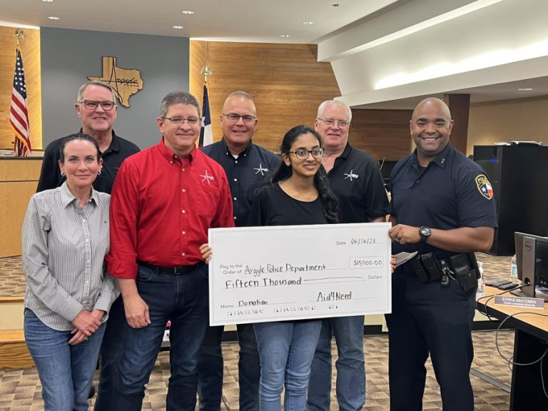 Student’s nonprofit donates $15k for Argyle police station