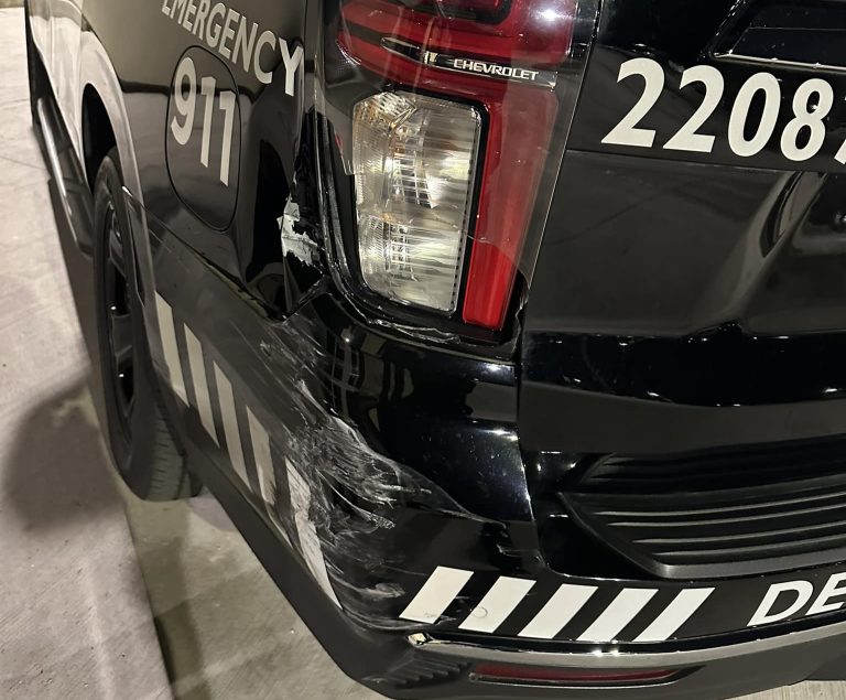 Denton officer’s vehicle struck by intoxicated driver