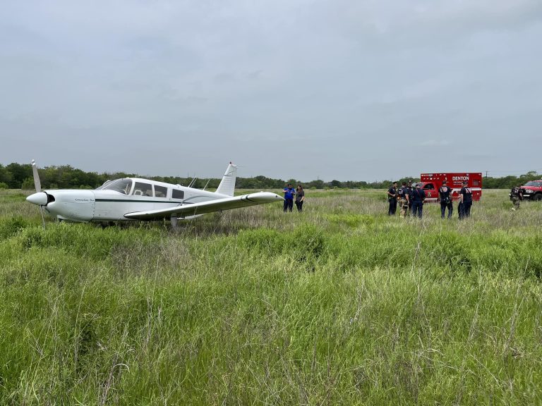 Small plane makes emergency landing in Denton field