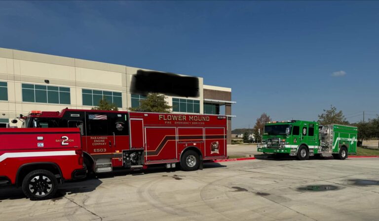 Hazardous material catches fire at Flower Mound industrial building